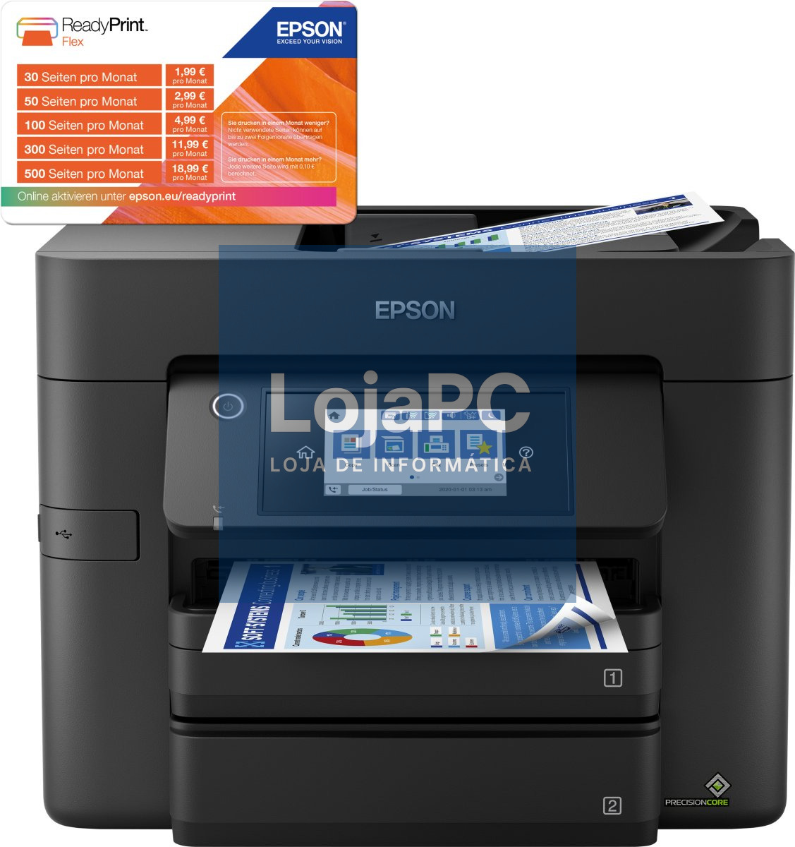 EPSON WorkForce Pro WF-4830DTWF MFP colour ink-jet A4 25ppm print 500 sheets USB 2.0 LAN Wi-Fi USB host NFC