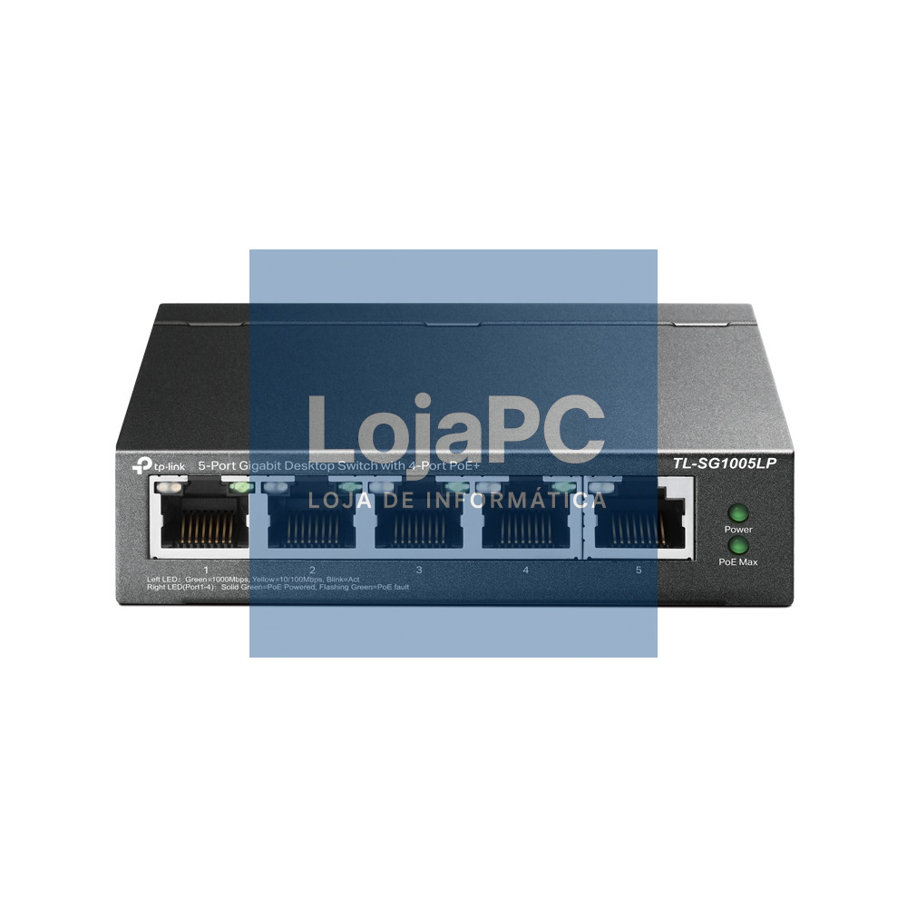 TP-LINK TL-SG1005LP 5-Port Gigabit Desktop Steel Case Switch with 4-Port PoE+ 40W PoE budget