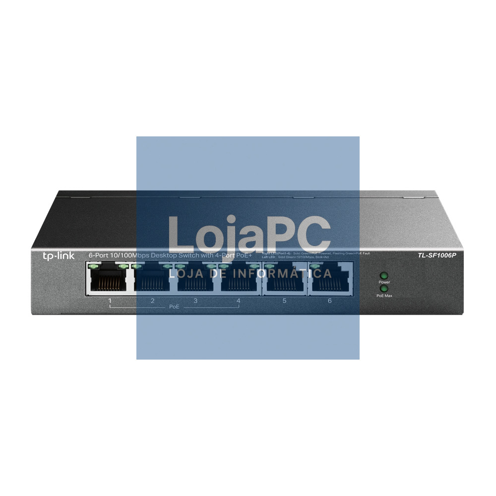 TP-LINK TL-SF1006P 6-Port 10/100 Mbps Steel Desktop Switch with 4-Port PoE+ 67W PoE budget
