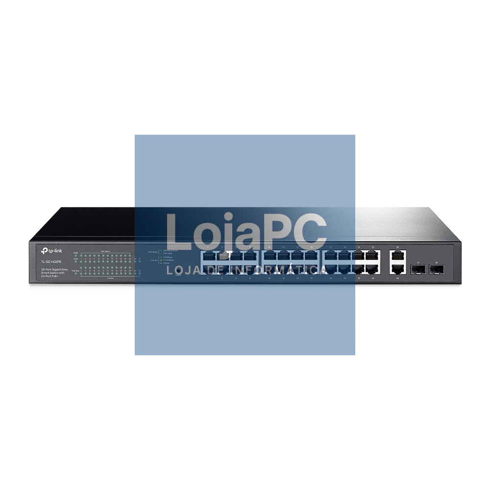 TP-LINK TL-SG1428PE 28-Port Gigabit Easy Smart Switch 24xGigabit PoE+ 2xGigabit Non-PoE RJ45 2xGigabit SFP Slots 250W budget