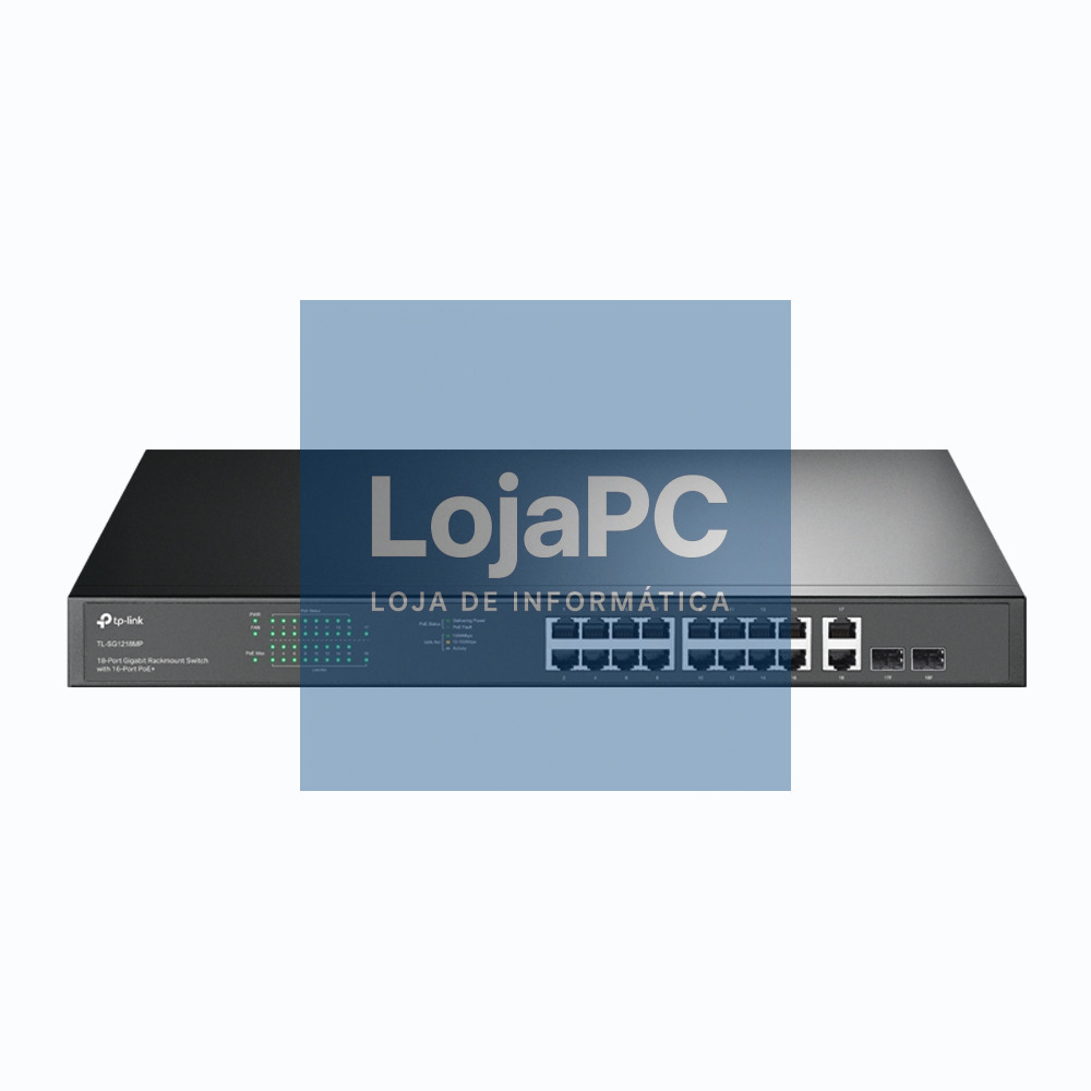 TP-LINK TL-SG1218MP 18-Port Gigabit RM Switch with 16x PoE+ GE 2x GE 2x Combo SFP slots 250W budget