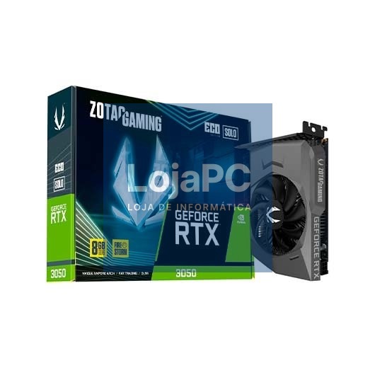 VGA ZOTAC RTX 3050 ECO SOLO 8GB GDDR6  1FAN/HDCP/3XDP1.4/HDMI2.1 ZT-A30500R-10L