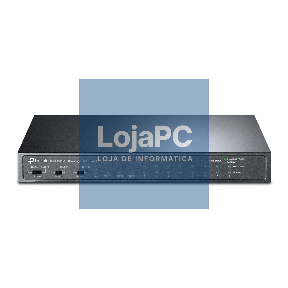TP-LINK TL-SL1311MP 8x10/100 PoE+ 2x Gigabit Non-PoE Ports 1x Gigabit SFP Slot 124W PoE budget Desktop Steel Case