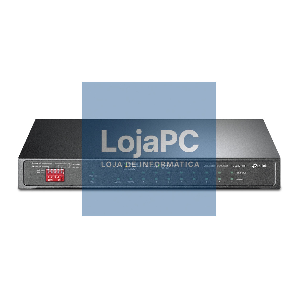 TP-LINK TL-SG1210MP PoE+ Desktop Switch 8x 10/100/1000Mbps + 1x Gbit Combo SFP + 2x Gbit Non-PoE RJ45 123W budget Isolation Priority