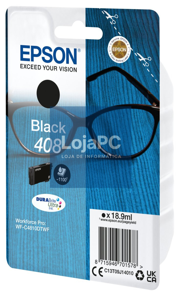 EPSON 4LB Singlepack Black 408 DURABrite Ultra Ink