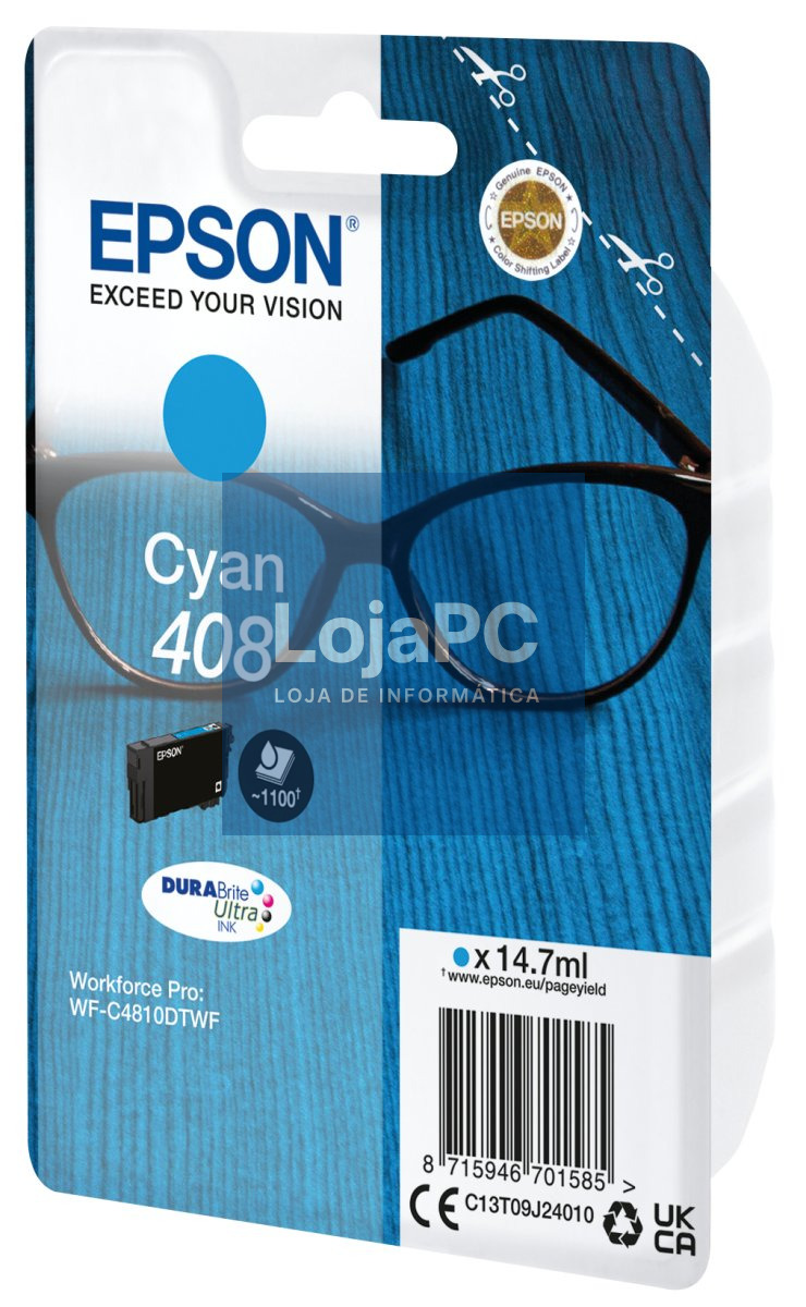 EPSON 6LB Singlepack Cyan 408 DURABrite Ultra Ink