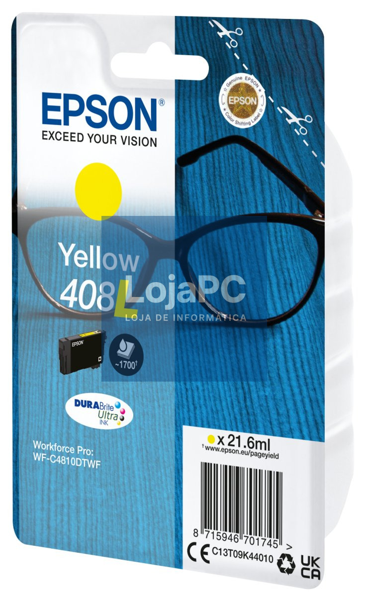EPSON 6LB Singlepack Yellow 408L DURABrite Ultra Ink