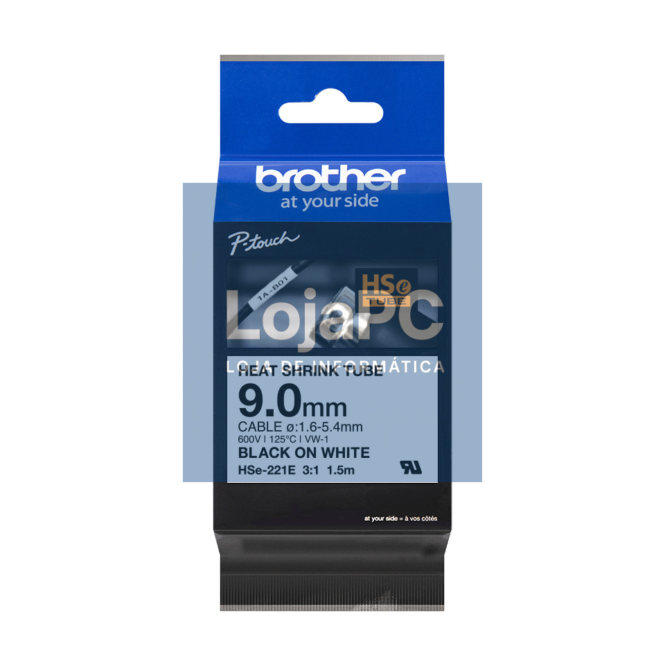 BROTHER Heat Shrink Tube Black on White 5.2mm