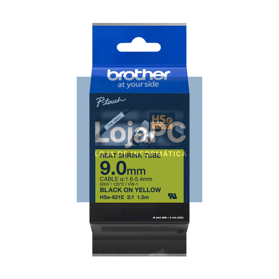 BROTHER Heat Shrink Tube Black on Yellow 5.2mm