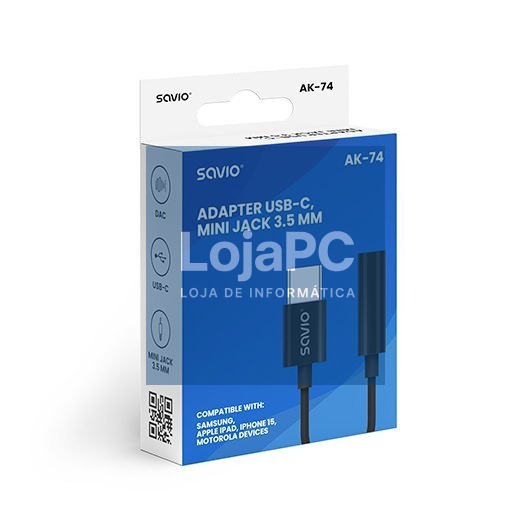 USB(C) - 3.5 MM JACK ADAPTER SAVIO AK-74