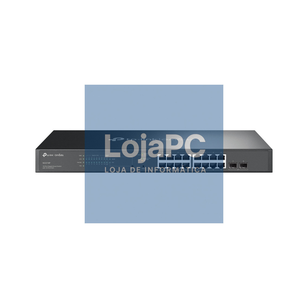 TP-LINK JetStream 18Port Gigabit Smart Switch with 16Port PoE+ 16x Gigabit RJ45 Ports 2x Gigabit SFP Slots 802.3at/af