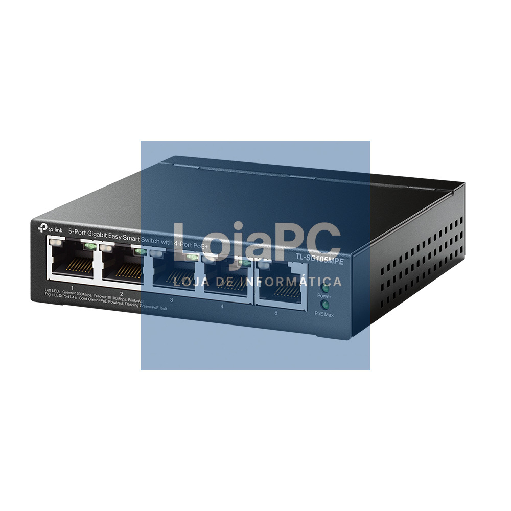 TP-LINK 5Port Gigabit Easy Smart Switch with 4Port PoE+ 4x Gigabit PoE+ Ports 1x Gigabit Non-PoE Ports 802.3af/at 120W PoE Power