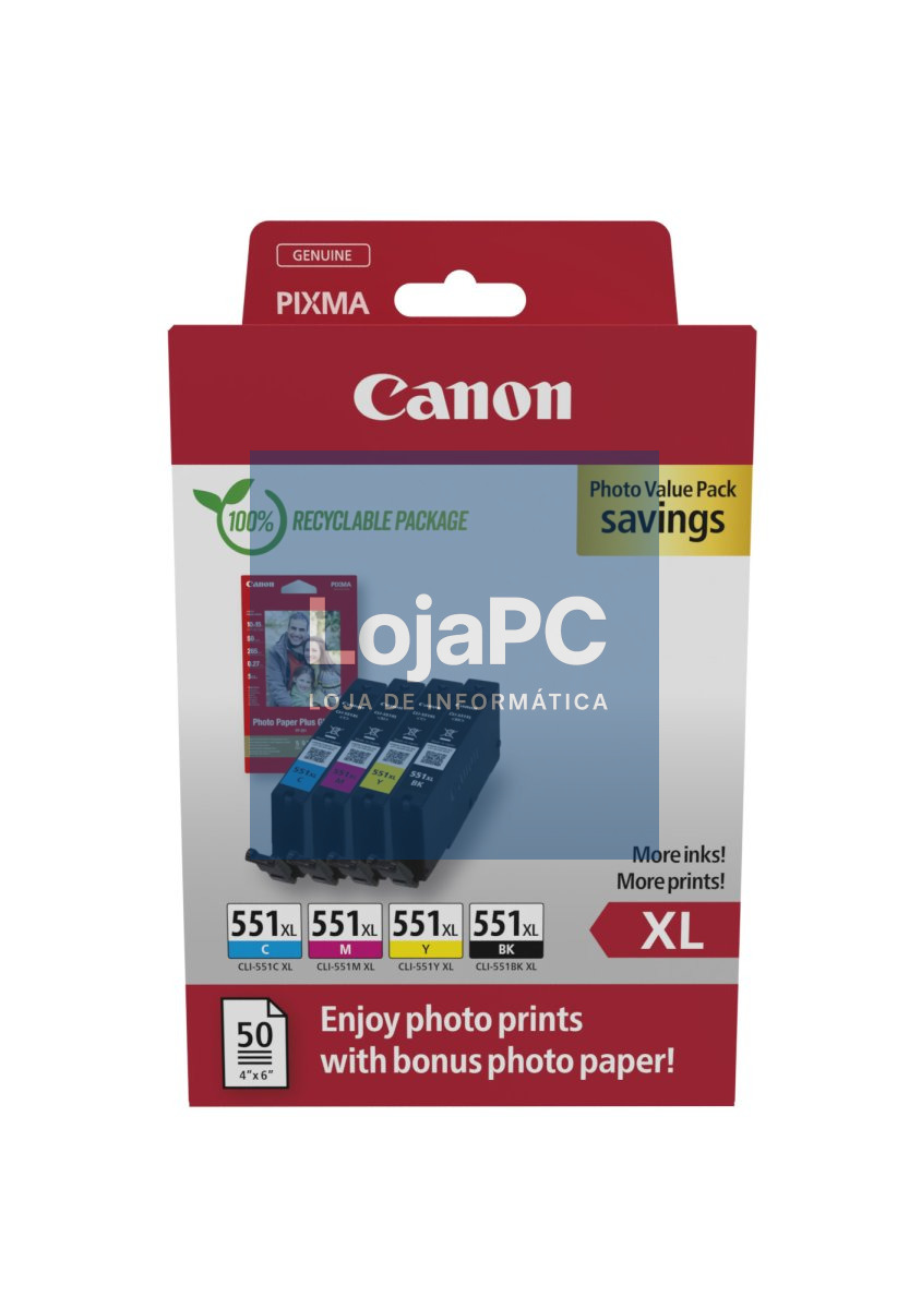 CANON CLI-551XL Ink Cartridge C/M/Y/BK + PHOTO PACK