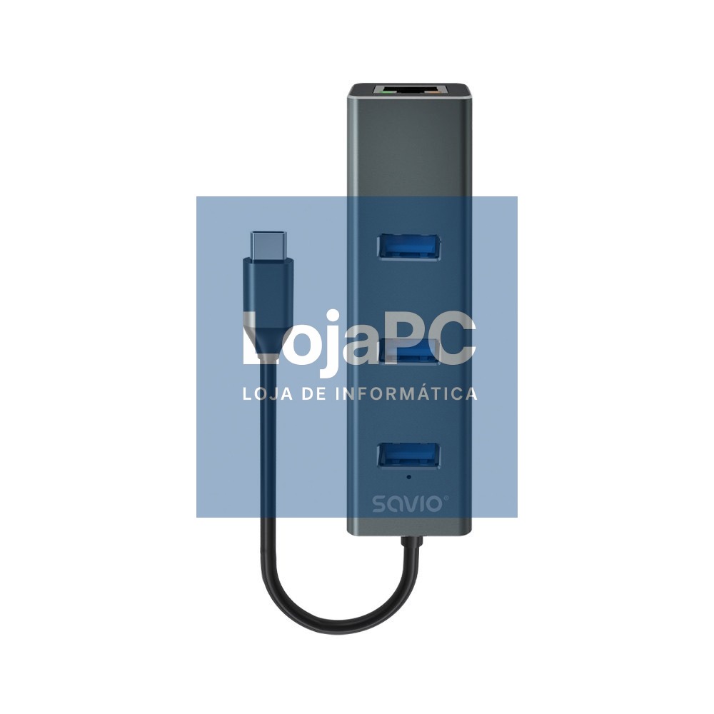 HUB SAVIO USB(C) - 3 X USB(A) 3.1 + 1 X RJ-45