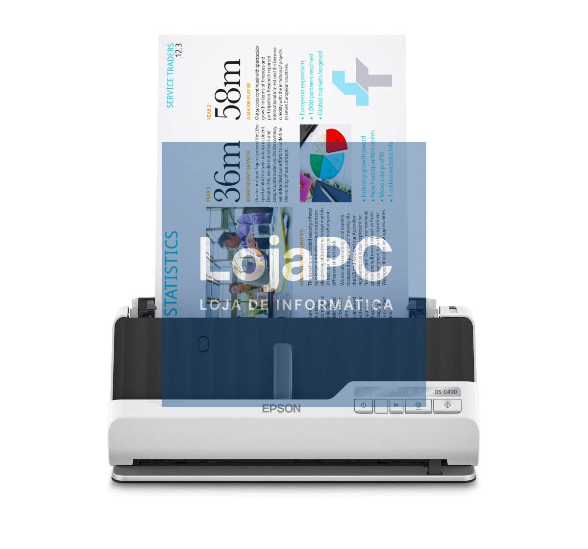 EPSON WorkForce DS-C490 Duplex Scanner A4/Legal 600dpi x 600dpi 40ppm ADF 20pages USB2.0
