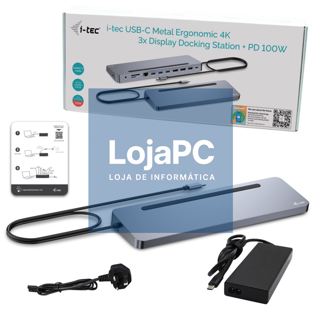 I-TEC USB-C Metal Ergonomic 4K 3x Display Docking Station with PD 100 W