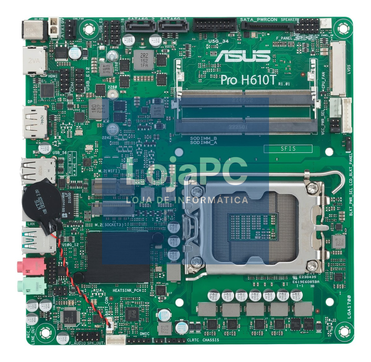 ASUS PRO H610T-CSM LGA1700 2DDR5 Thin Mini ITX 2xSATA MB 1xHDMI 1xDP 1xLVDS 3xM.2