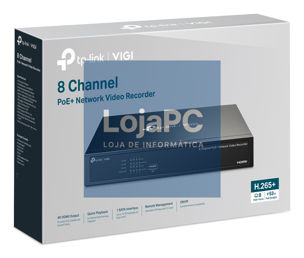 VIGI 8 Channel PoE+ Network Video Recorder - VIGINVR1008H-8P