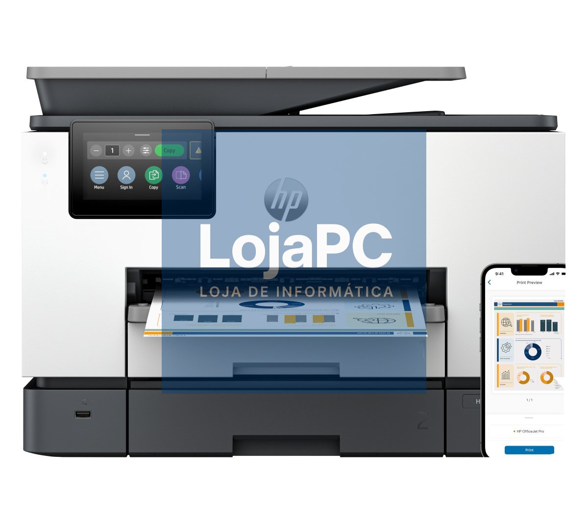 HP Officejet Pro 9130b All-in-One MFP colour ink-jet A4 23ppmcopy 25ppmprint 250 sheets USB 2.0 LAN USB host Wi-Fi