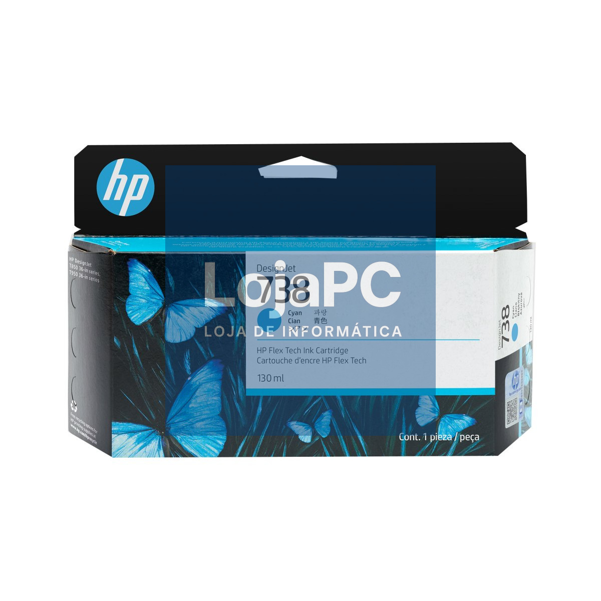 HP 738 130-ml Cyan DesignJet Ink Cartridge