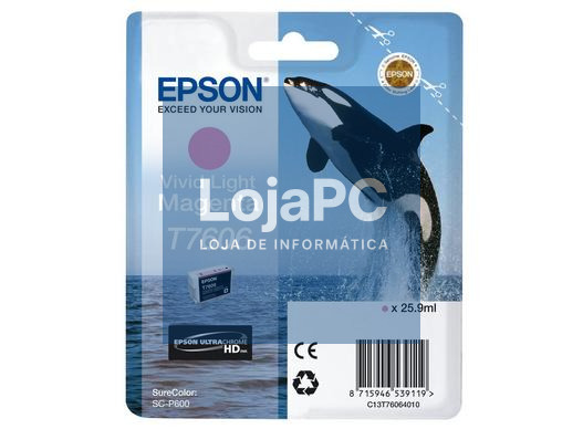 EPSON 5LB T7606 Viv Light Magenta ink cartridge high capacity vivid magenta clair 25 9ml 2849 pages 1-pack