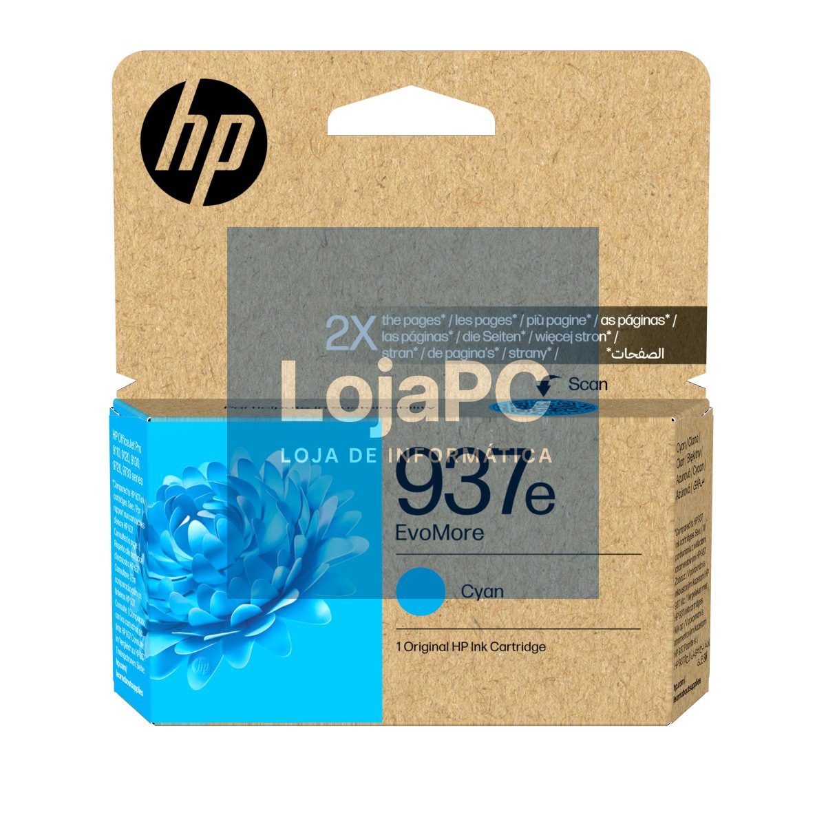 HP 937e EvoMore Cyan Original Ink Cartridge