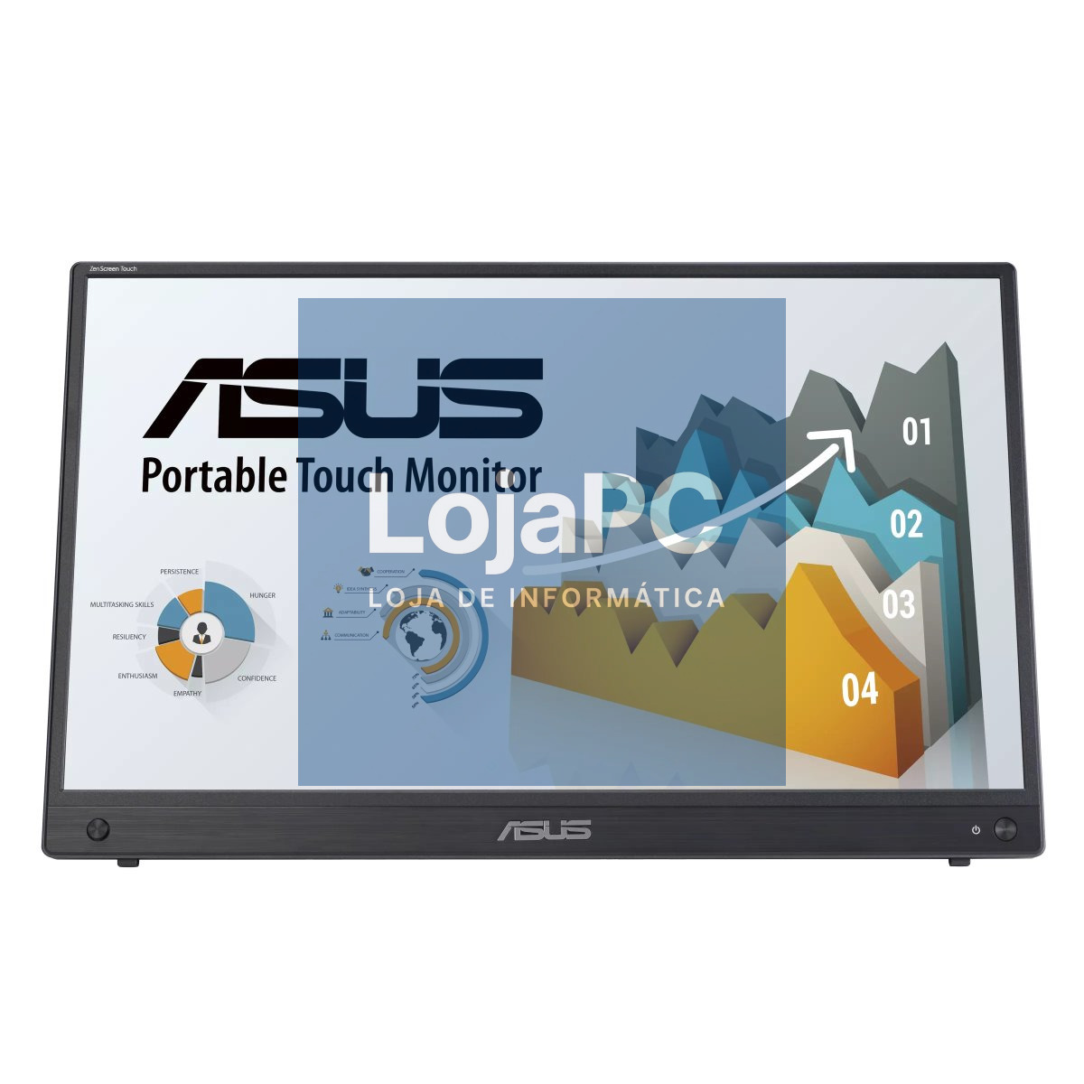 ASUS ZenScreen Touch MB16AMTR portable monitor 15.6inch IPS FHD WLED 16:9 60Hz 250cd/m2 5ms HDMI USB-C 2x1W Speakers Black+Dark Gray