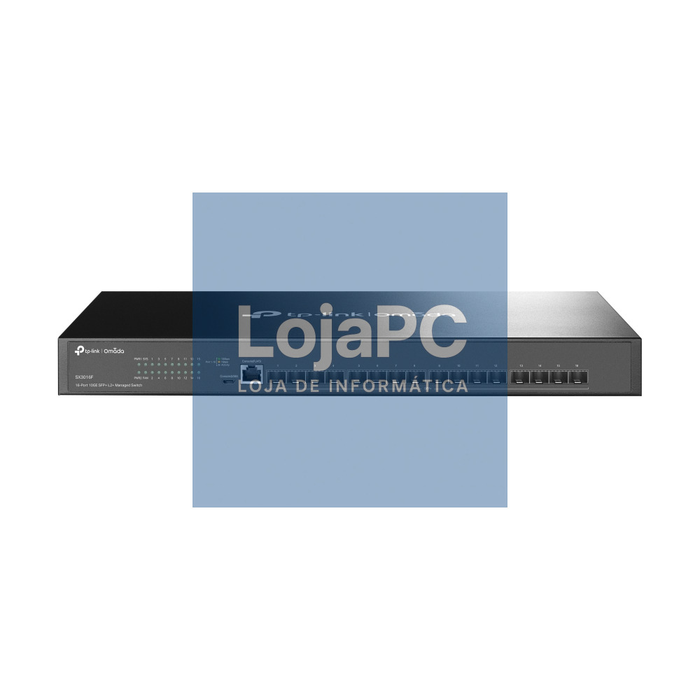 TP-LINK Omada 16-Port 10GE SFP+ L2+ Managed Switch 16x 10G SFP+ Slots RJ45/Micro-USB Console Port