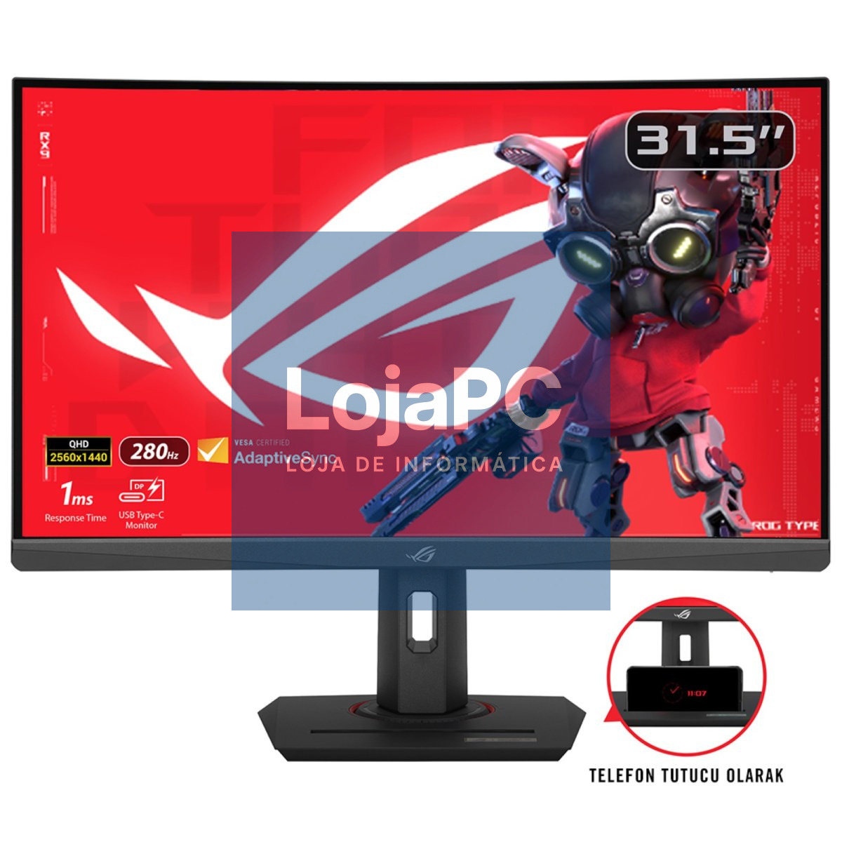 ASUS ROG Strix XG32WCMS 31.5inch Fast VA WLED Curved 1500R WQHD 16:9 280Hz 350cd/m2 1ms HDMI DP USB-C Black