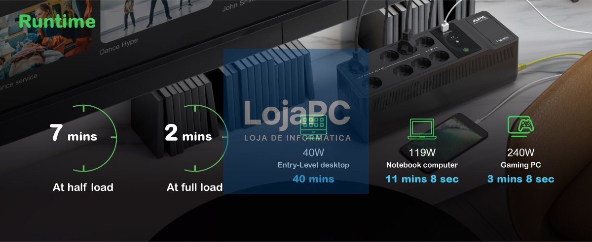 APC Back-UPS UPS wall mountable / surface mountable AC 230V 300Watt 500VA output connectors 8