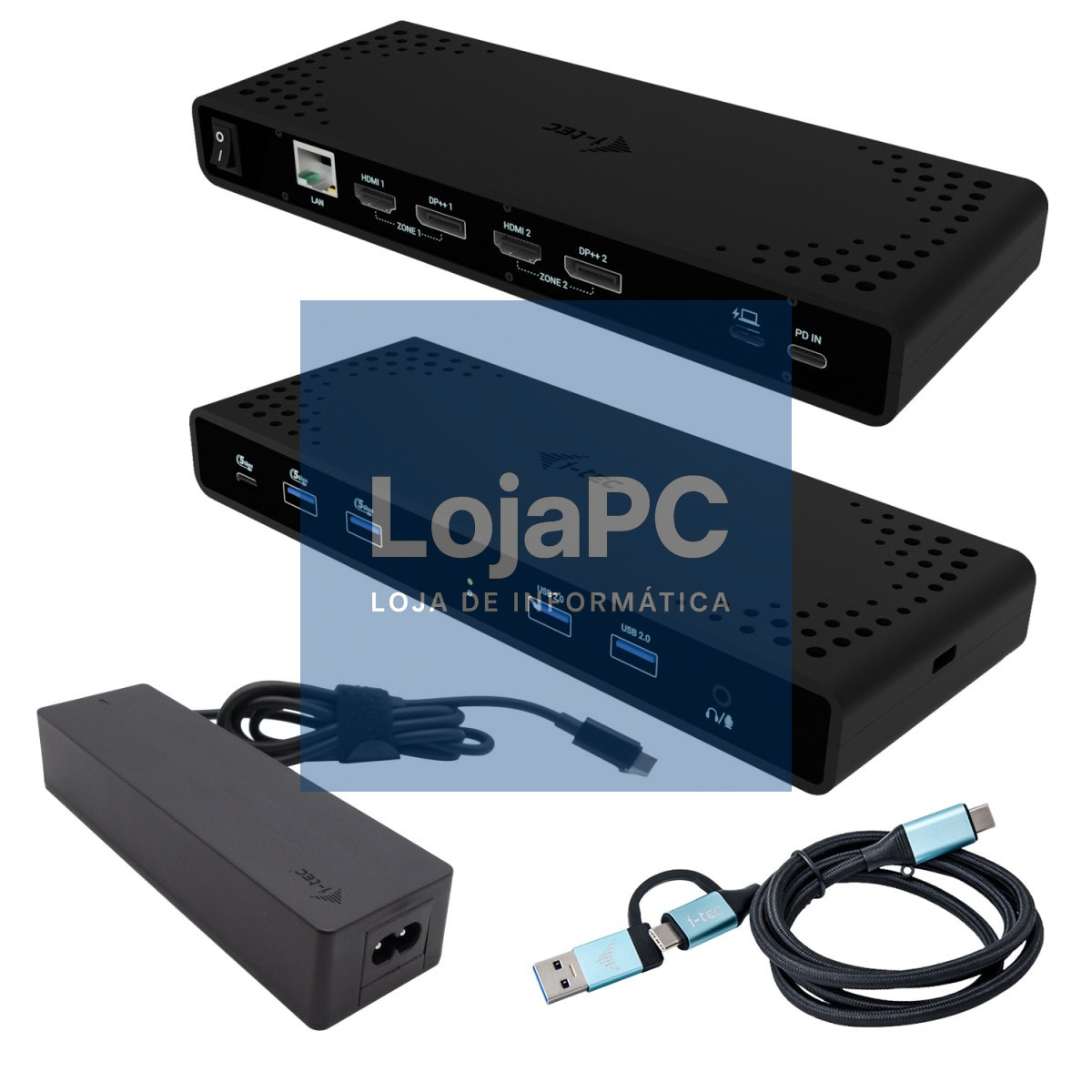 I-TEC Universal Dual 4K Display Docking Station PD 85W + USB-C Charger 100W