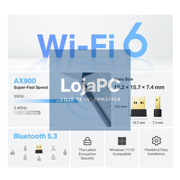 TP-LINK AX900 Nano Dual Band Wi-Fi 6 Bluetooth 5.3 USB Adapter