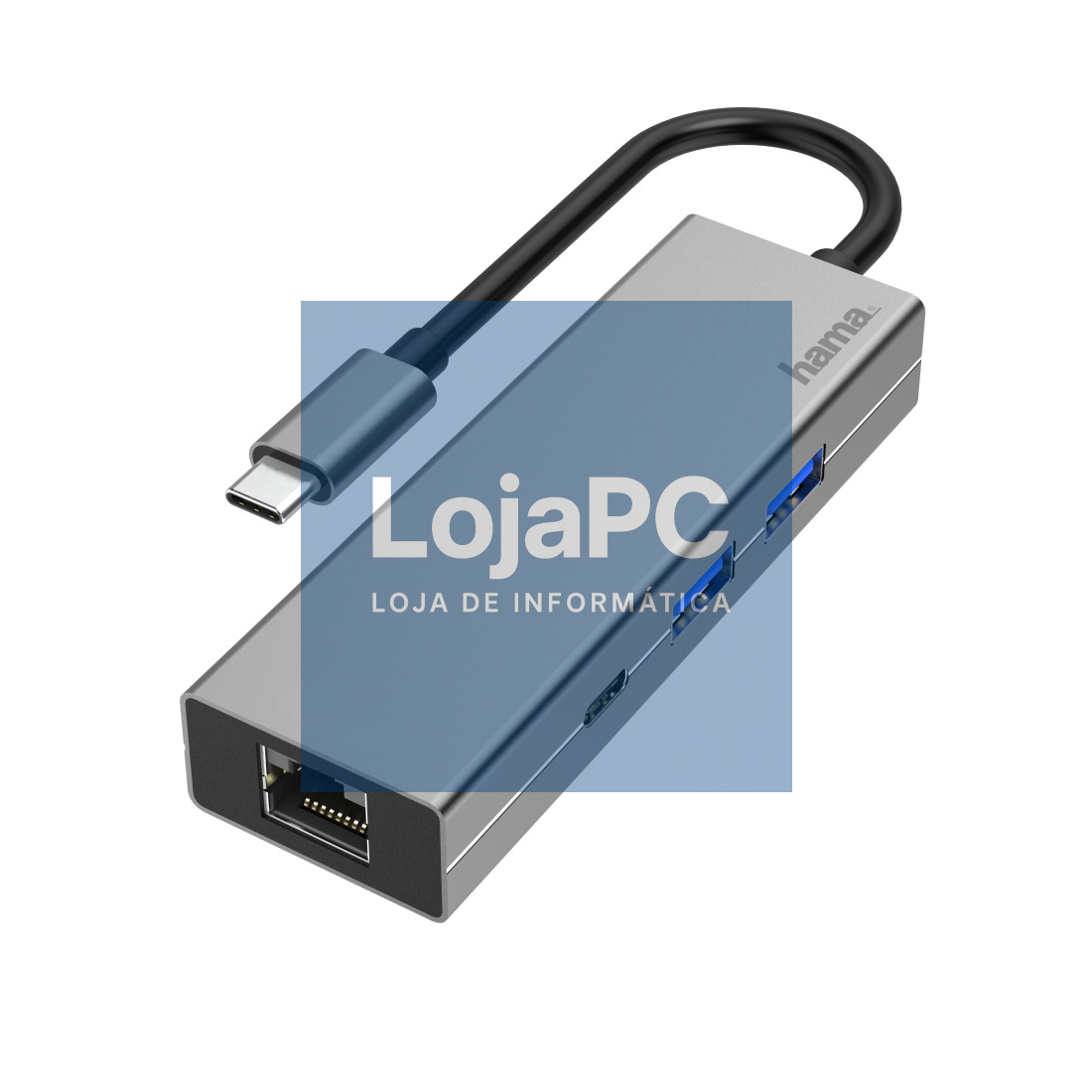 HAMA USB-C MULTIPORT HUB, 4 PORTS, 2 X USB-A, USB-C, LAN/ETHERNET, ALUMINUM - 200108