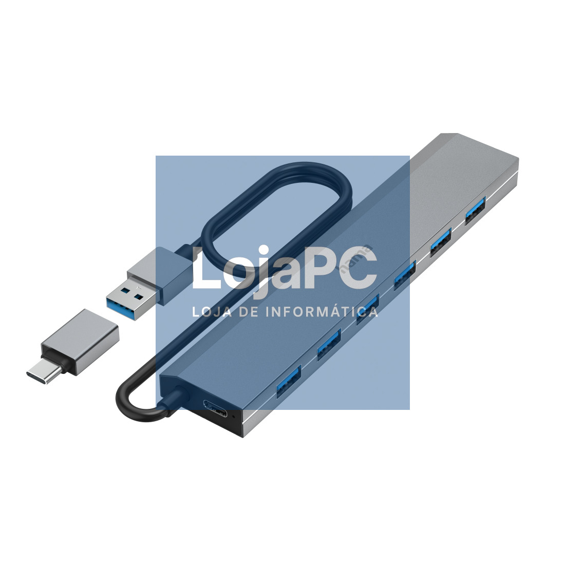 HAMA USB HUB, 7 PORTS, USB 3.2 GEN 1, 5 GBIT/S, INCL. USB-C ADAPTER AND PSU