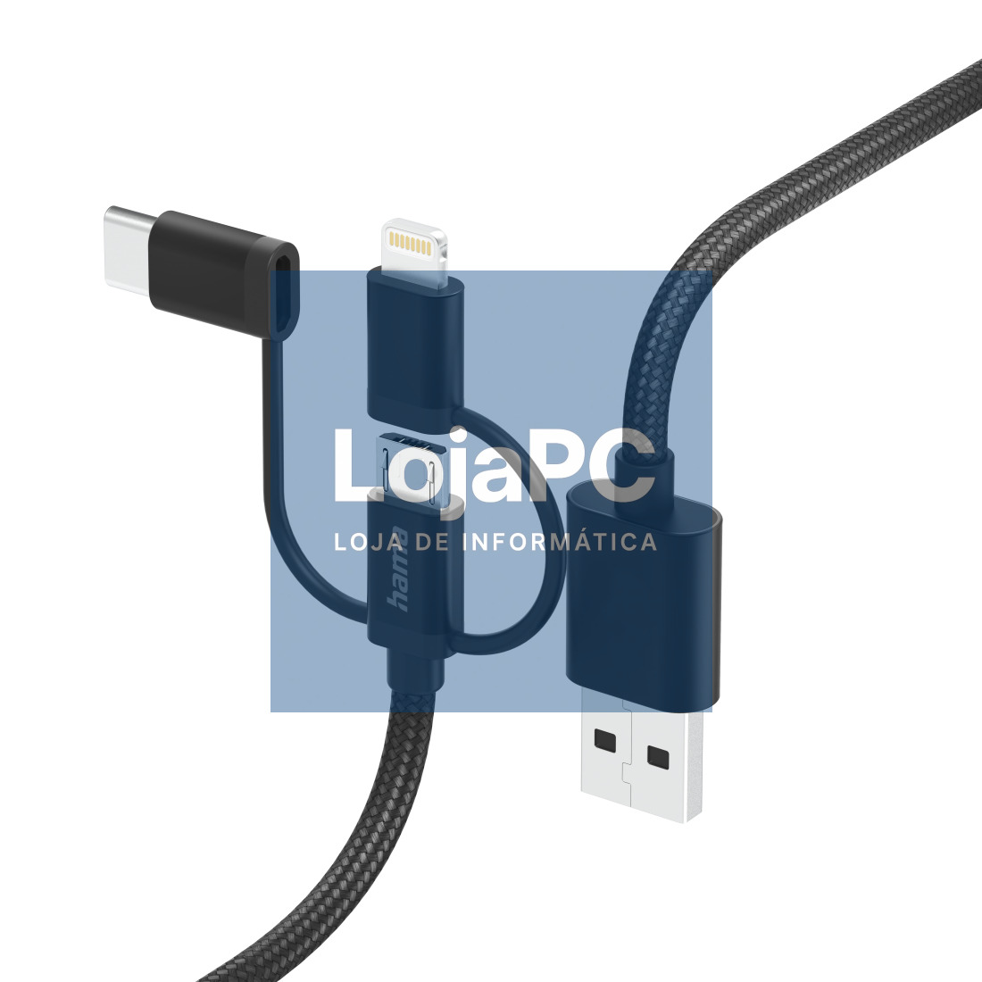 HAMA 3IN1 CABLE, MICRO USB + USB-C + LTG, 1.5 M, BLACK - 201536