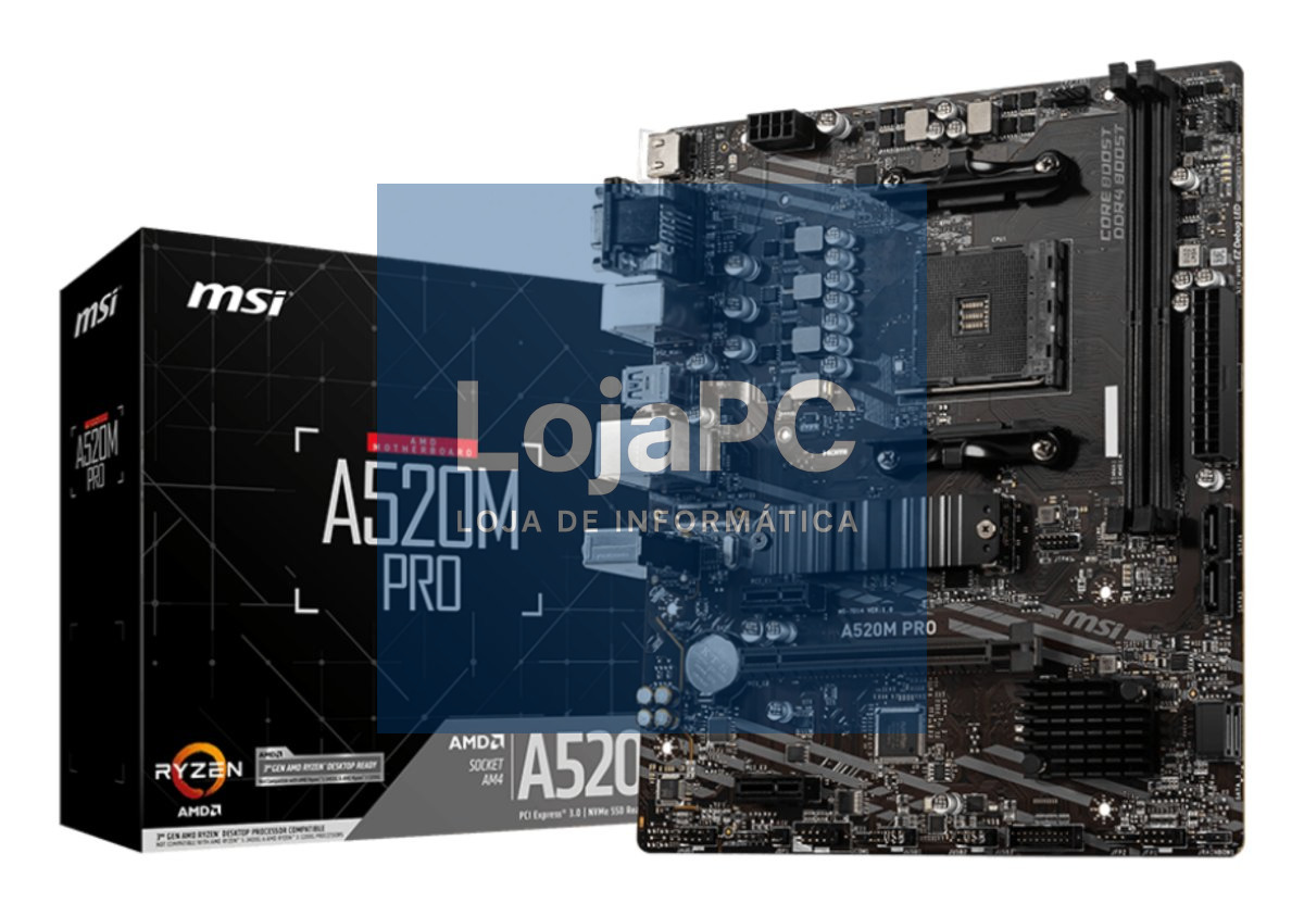 MSI A520M PRO AM4 DDR4 1XM.2 4XSATA HDMI DP VGA M-ATX MB