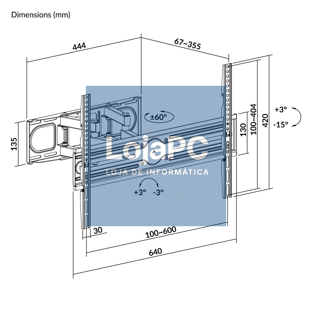 NAPOFIX WALL MOUNT 37-70 INCH TILT 2 ARMS - 275