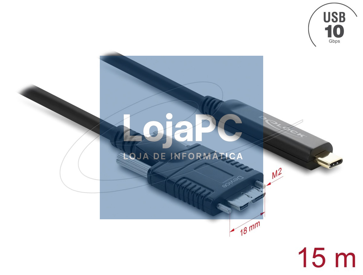 Cabo de extensão Delock Active USB 10 Gbps USB Type-C 3 m Preto