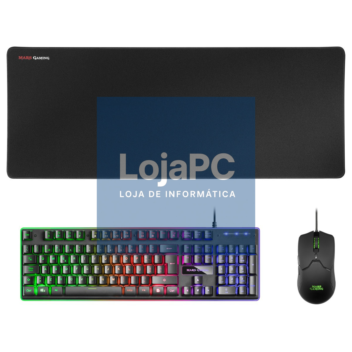 MARS GAMING MCPX GAMING 3IN1 RGB KEYBOARD, MOUSE, XL MOUSEPAD, BLACK, PORTUGUESE