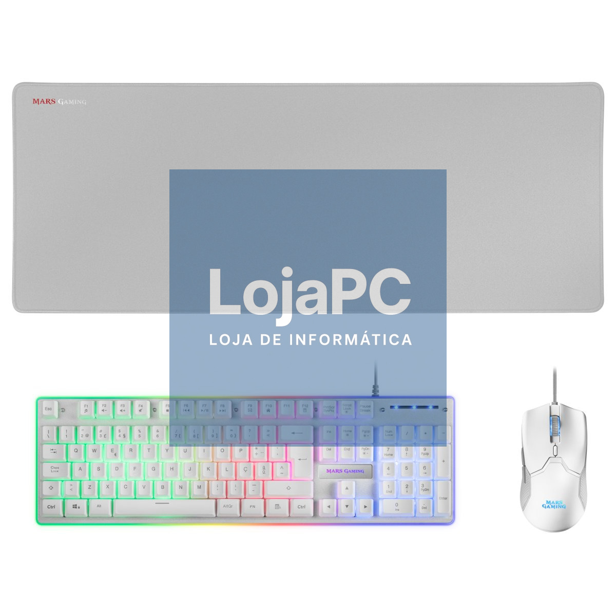 MARS GAMING MCPX GAMING 3IN1 RGB KEYBOARD, MOUSE, XL MOUSEPAD, WHITE, PORTUGUESE
