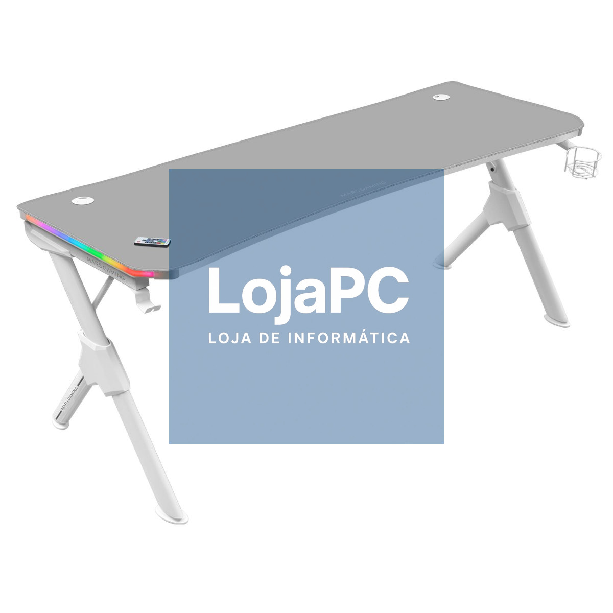 MARS GAMING MGDXL RGB GAMING DESK, 160CM, RGB CHROMA, MOUSEPAD, HOLDERS, WHITE