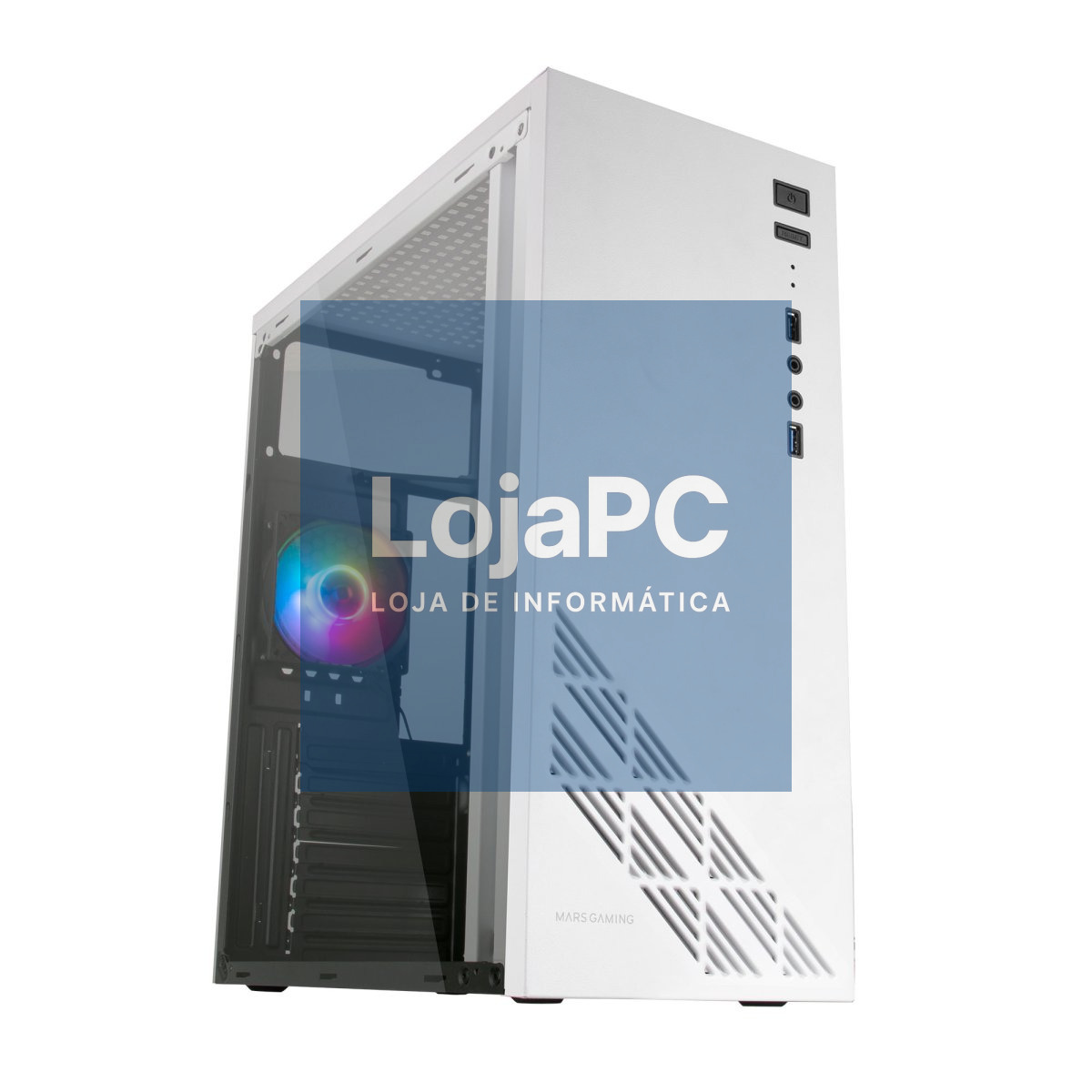 MARS GAMING MC100W ATX CASE, 1X FRGB FAN, WINDOW, FULL METAL, USB 3.0, WHITE