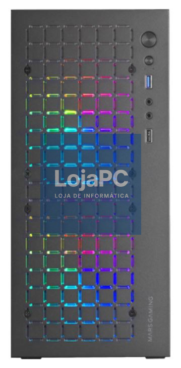 MARS GAMING MC-CORE FULL METAL MICRO ATX CASE, GLASS, FRONT MESH, 2X 120MM FRGB FAN, BLACK