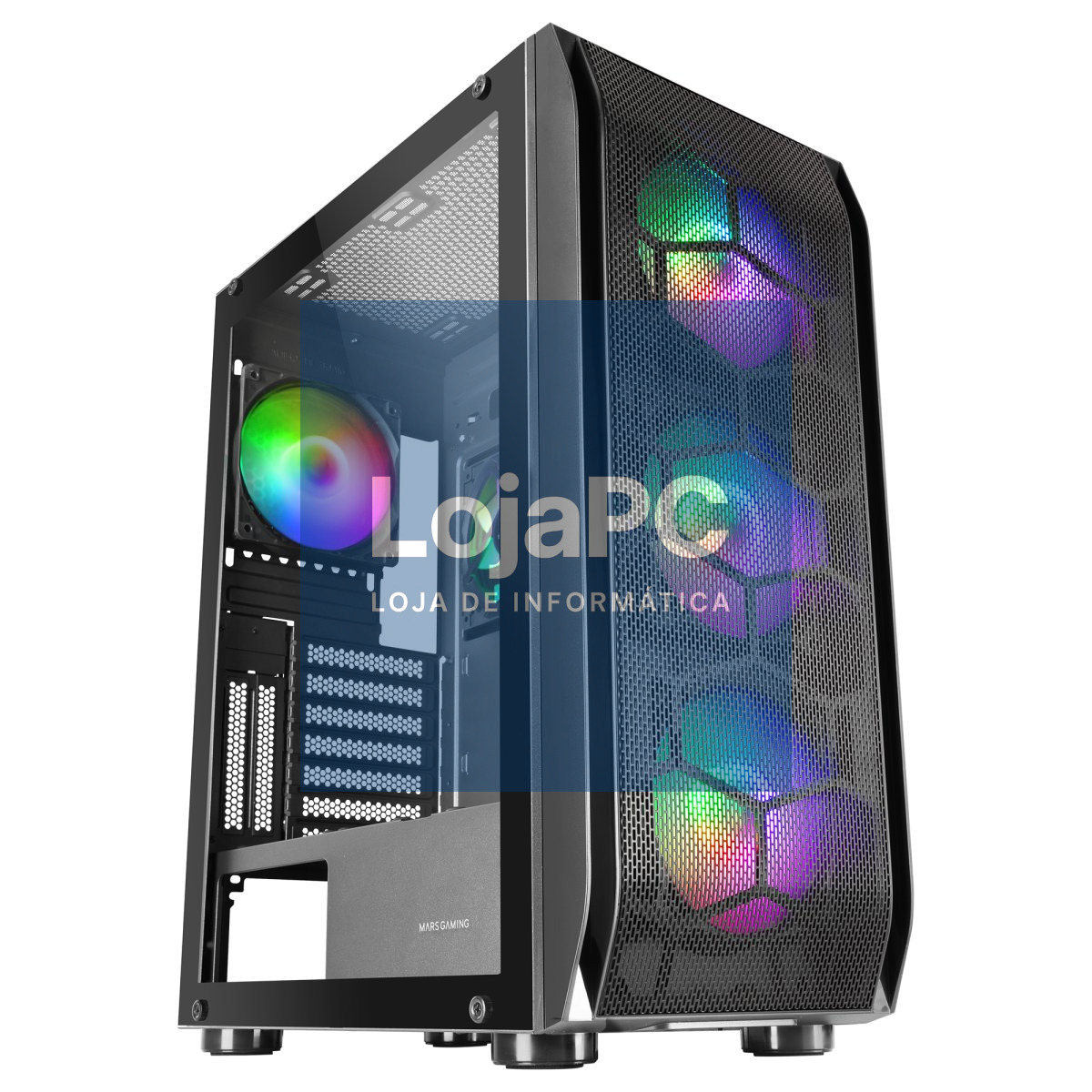 MARS GAMING MC-KX E-ATX XL CASE, 5X12CM ARGB FAN + CONTROLLER, CPU FREEZER, GLASS, FRONT MESH, BLACK