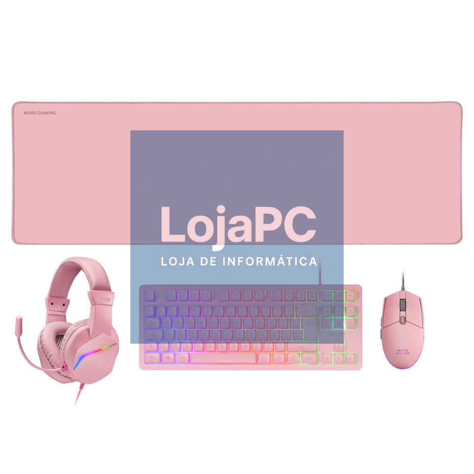 MARS GAMING MCP-RGB3 4IN1 TKL RGB KEYBOARD, 3200DPI MOUSE, FRGB HEADSET, XXL MOUSEPAD, PINK