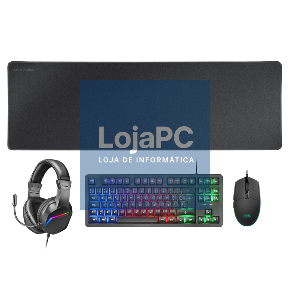 MARS GAMING MCP-RGB3 4IN1 TKL RGB KEYBOARD, 3200DPI MOUSE, FRGB HEADSET, XXL MOUSEPAD, BLACK