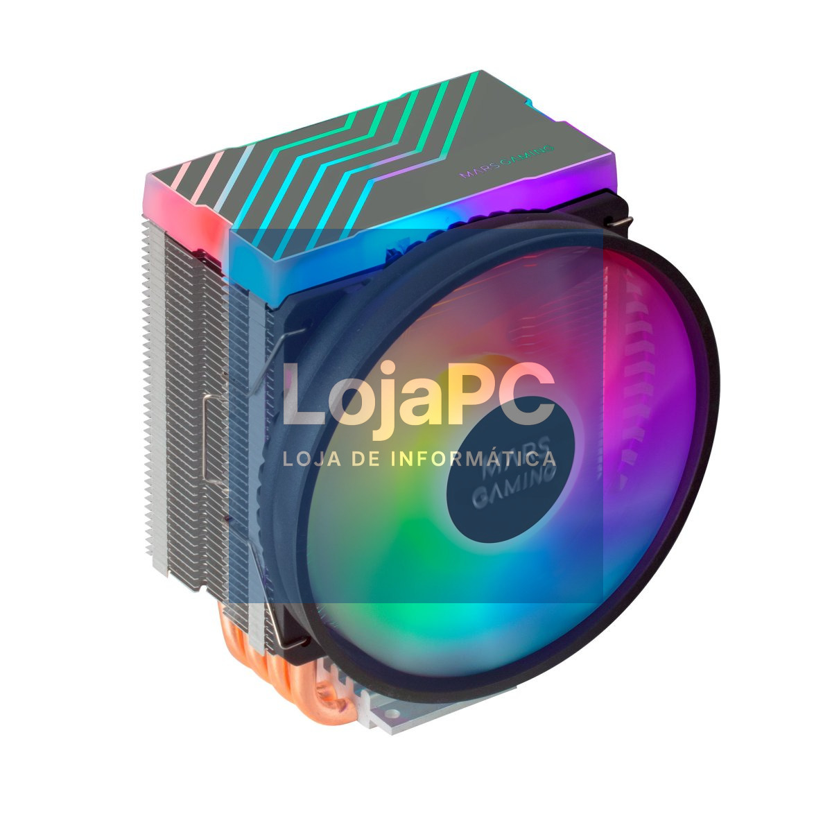MARS GAMING MCPU44 CPU COOLER, DUAL ARGB, SILENT PWM FAN, 4X HEATPIPE, 160W