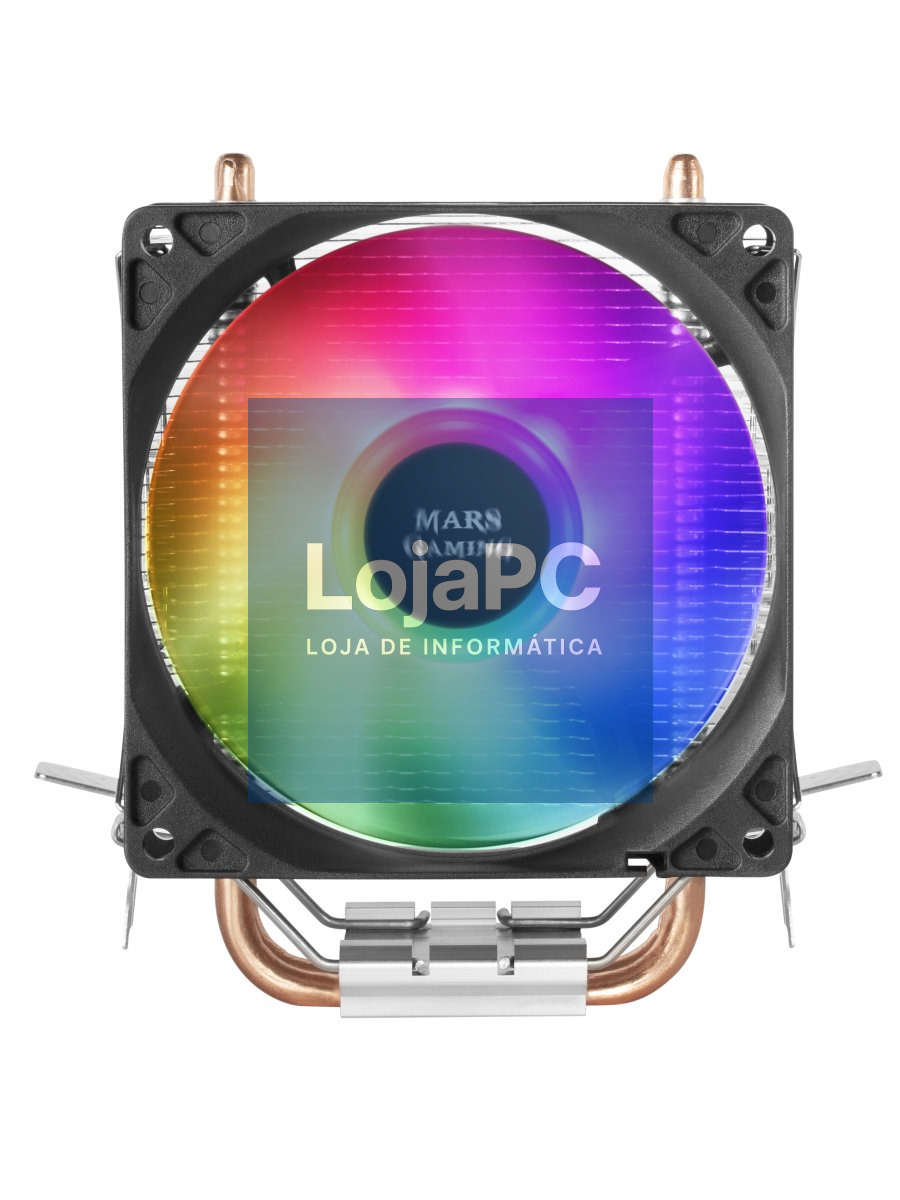 MARS GAMING MCPUARGB CPU COOLER, CHROMA AUTO RGB, 12CM PWM FAN, 2X HEATPIPE, 130W, BLACK