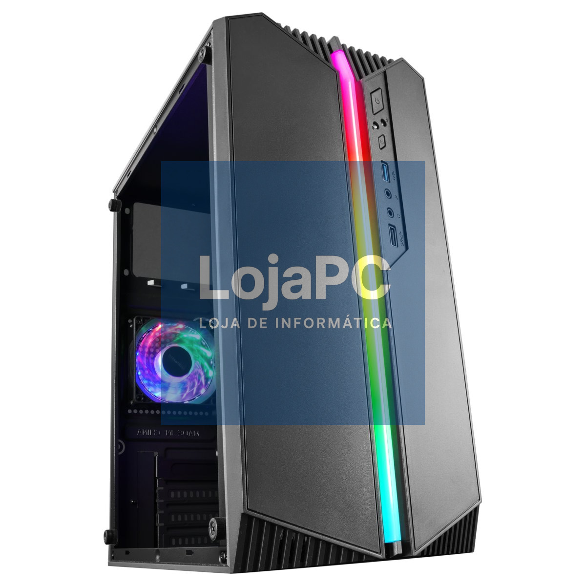 MARS GAMING MC-S1 MICRO-ATX CASE, ARGB FRONT LINE, FRGB FAN, WINDOW, BLACK