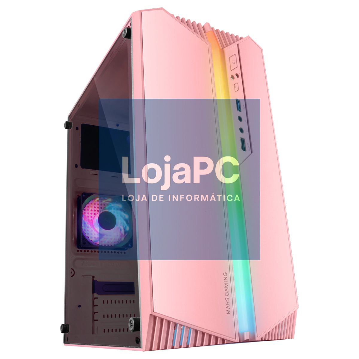 MARS GAMING MC-S1 MICRO-ATX CASE, ARGB FRONT LINE, FRGB FAN, WINDOW, PINK